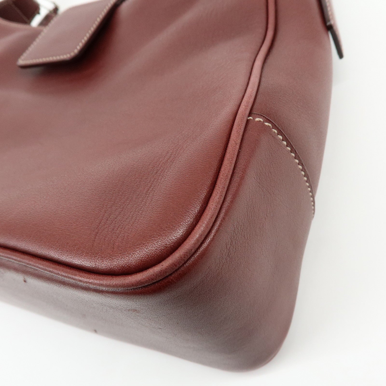 COACH Set of 2 Leather Shoulder Bag 2Way Tote Bag Bordeaux Black White