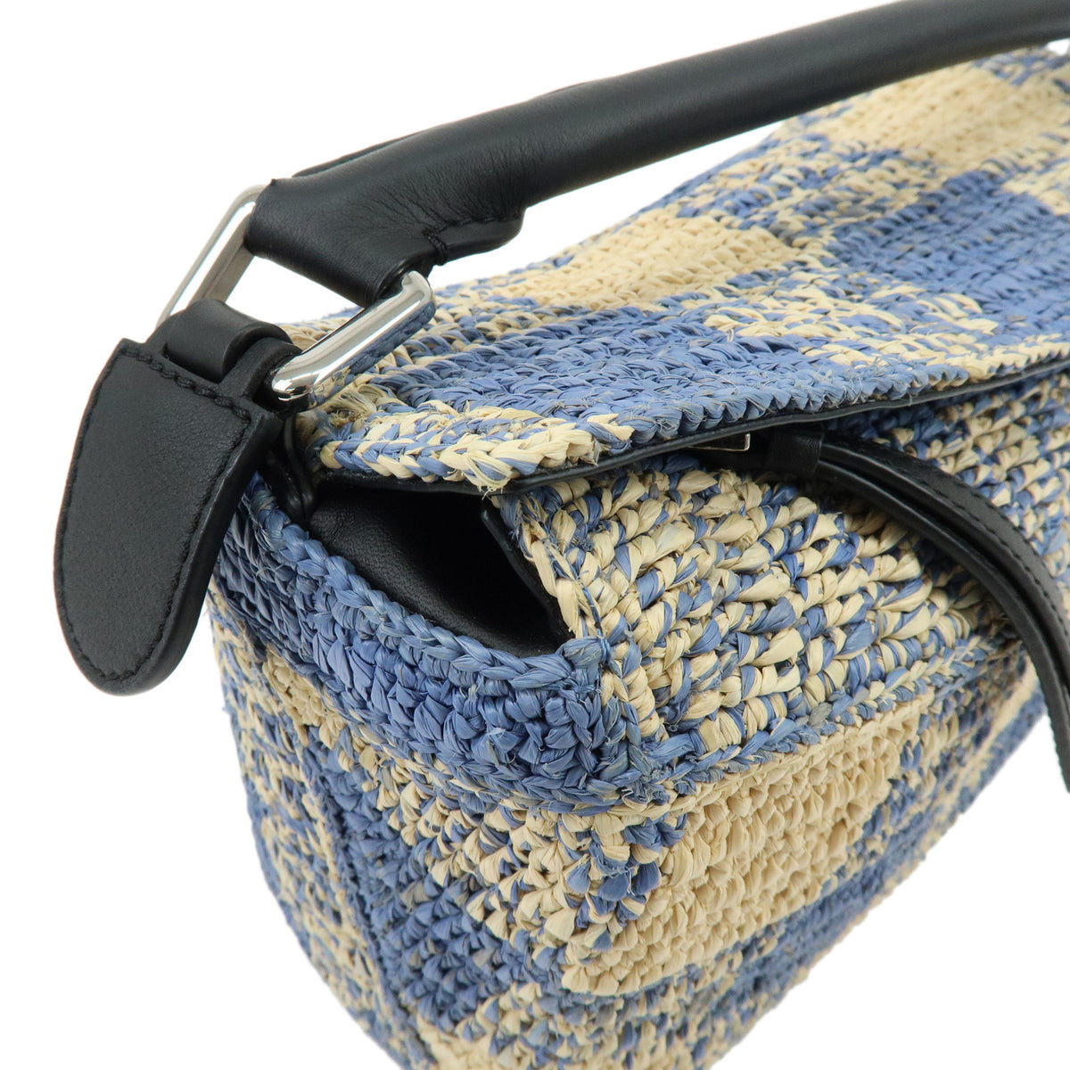 LOEWE Puzzle Bag Small Paulas Ibiza Raffia Leather 2Way Hand Bag Blue