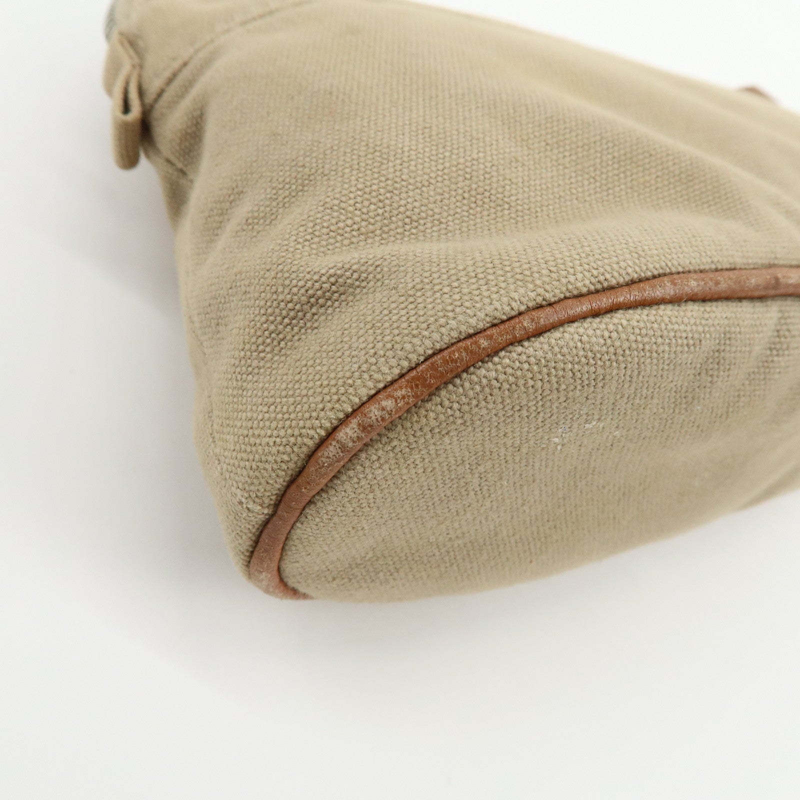 HERMES Bolide Mini Cotton Leather Canvas Pouch Cosmetic Pouch Beige