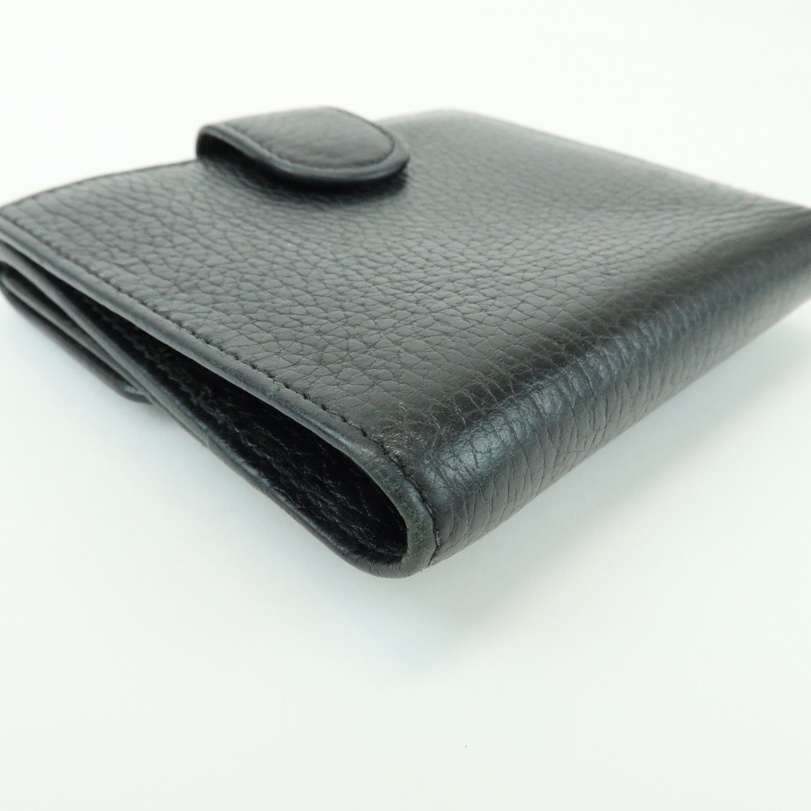 GUCCI Interlocking G Leather Bi-fold Compact Wallet Black 615525