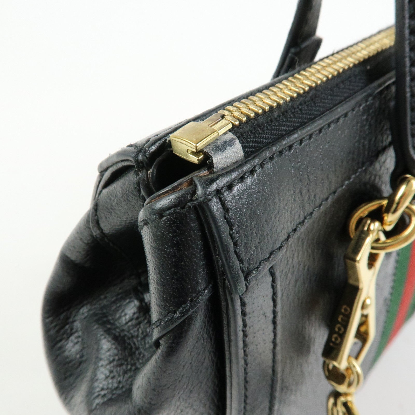 GUCCI Ophidia Sherry Leather 2Way Bag Shoulder Bag Hand Bag Black