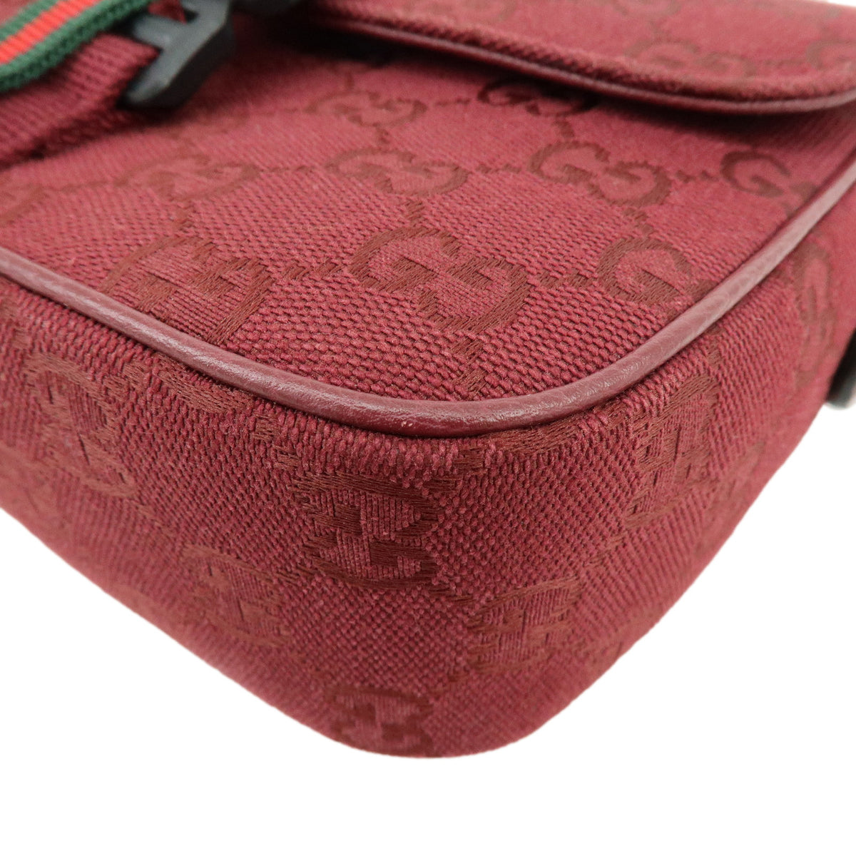GUCCI Sherry GG Canvas Leather Shoulder Crossbody Bag Bordeaux 802100