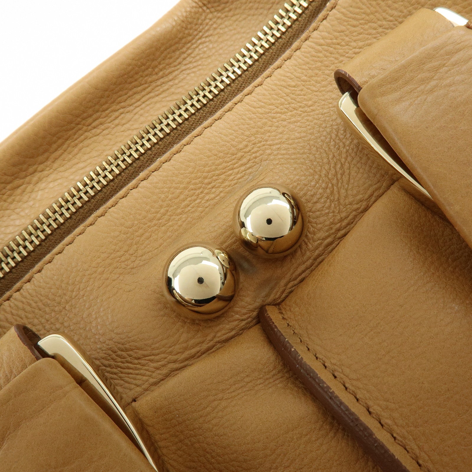 CELINE Blossom Leather Hand Bag Shoulder Bag Beige