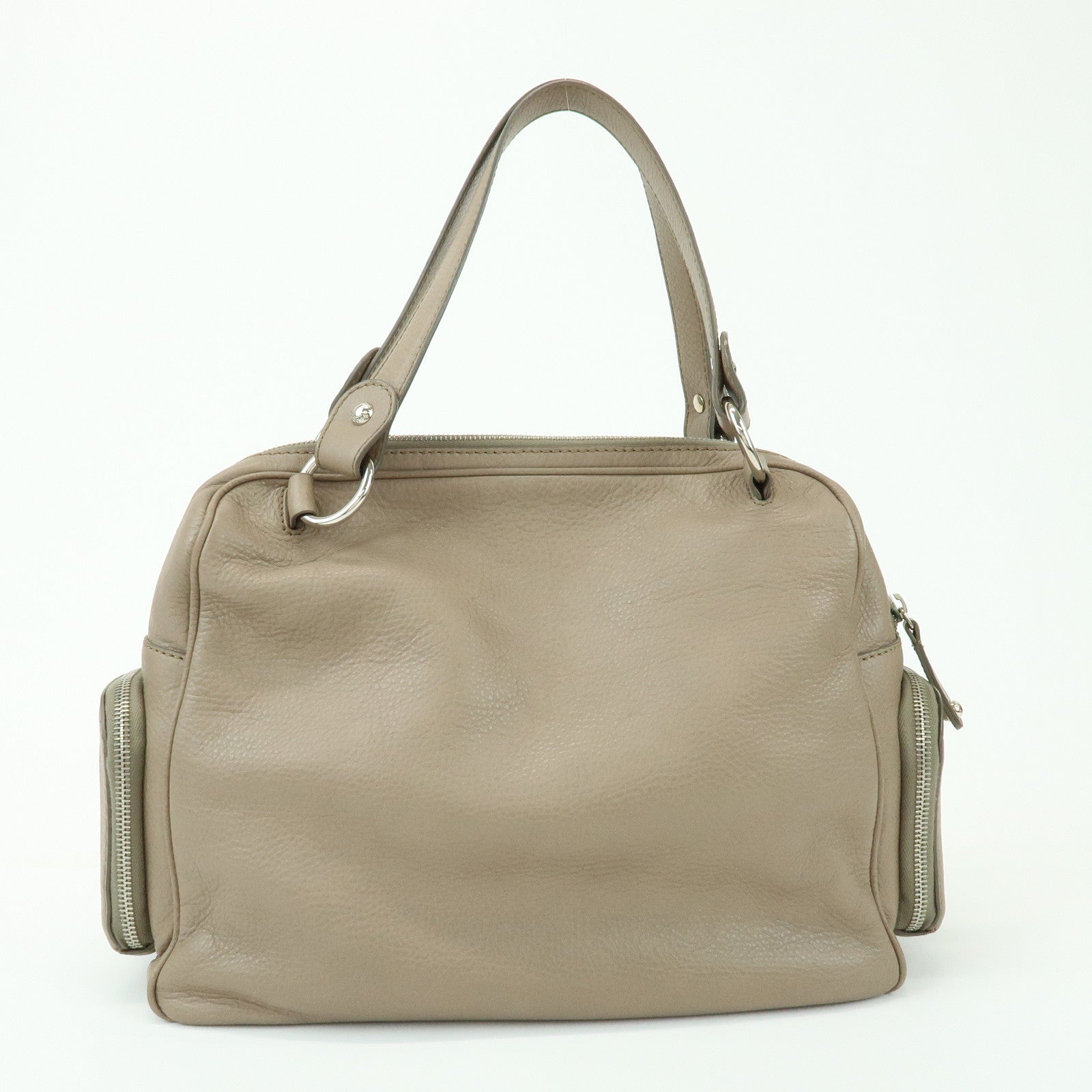 TOD'S Multiple Pocket Leather Shoulder Bag Hand Bag Beige