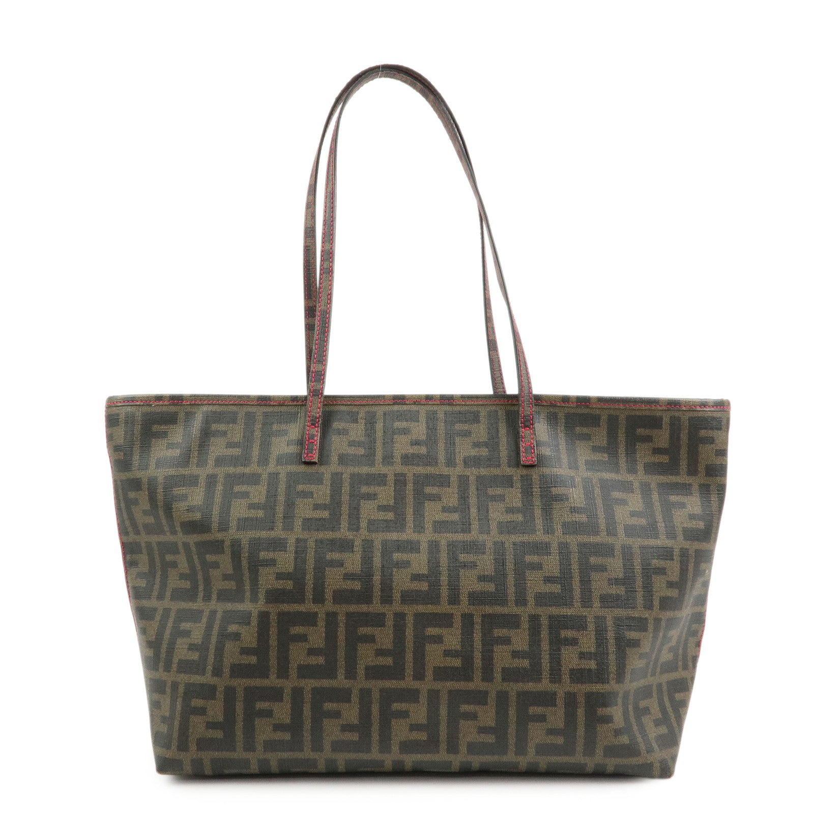 FENDI Zucca PVC Tote Bag Shoulder Bag Brown Black 8BH198