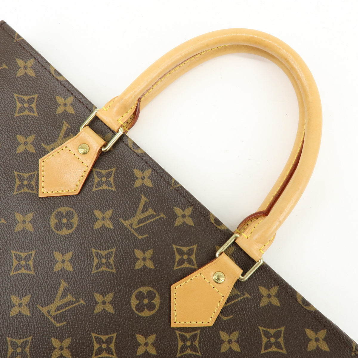 Louis Vuitton Monogram Sac Plat Tote Bag Hand Bag Brown M51140