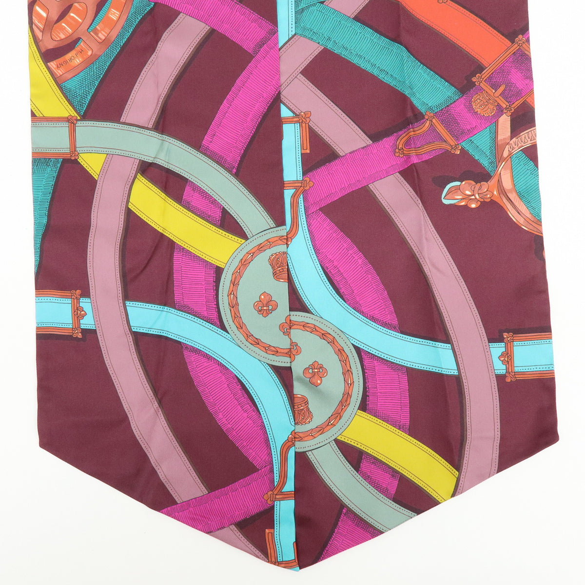 HERMES Maxi Twilly Silk 100% Scarf CAVALCADOUR Puple Multicolor