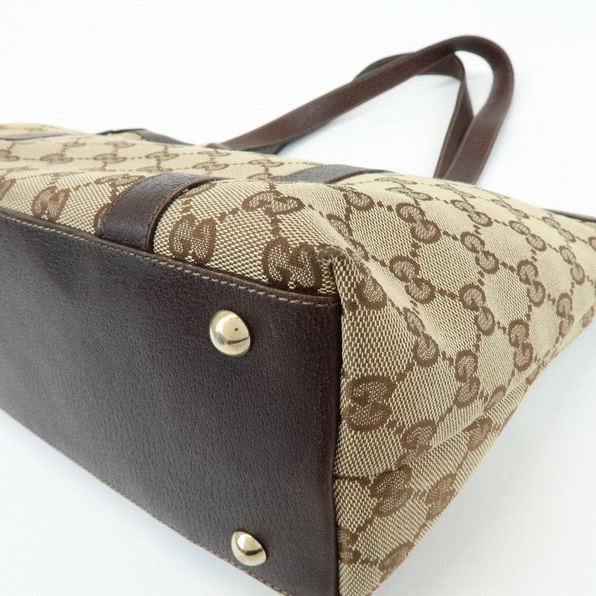 GUCCI Abbey GG Canvas Leather Tote Bag Hand Bag Beige Brown 141470