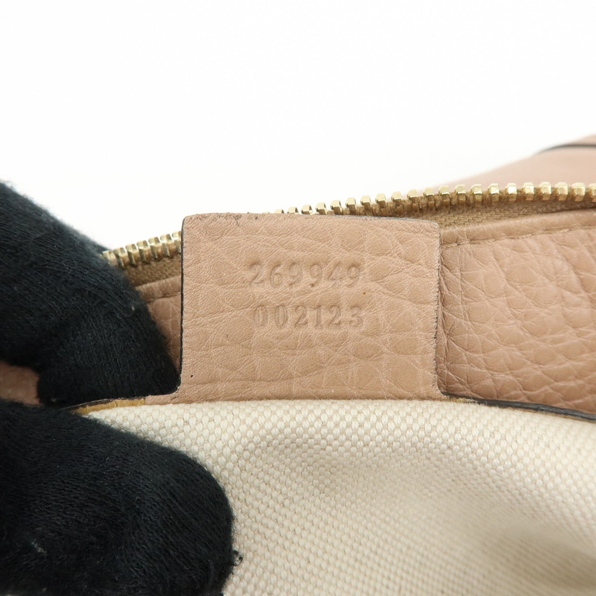 GUCCI Bamboo Leather Shoulder Bag Tassel Charm Pink Beige 269949