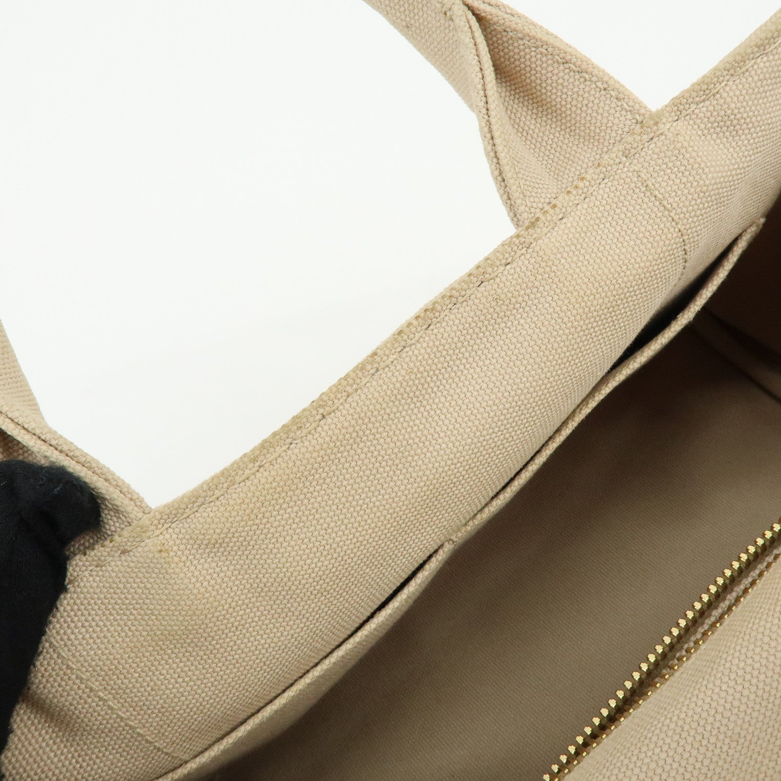 PRADA Triangle Logo Canapa Mini Canvas 2Way Bag Hand Bag Beige 1BG439