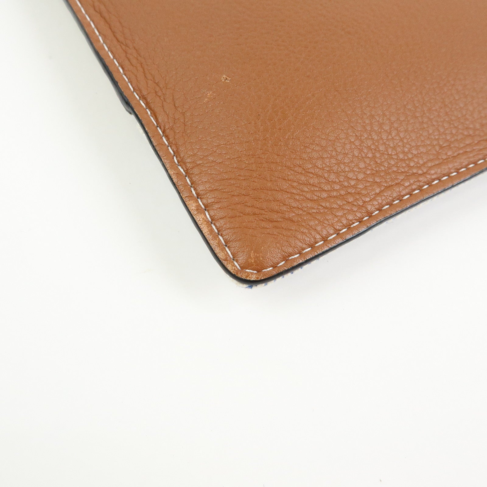 Loewe Anagram Puzzle Leather Suede Canvas Clutch Bag Blue Brown Beige