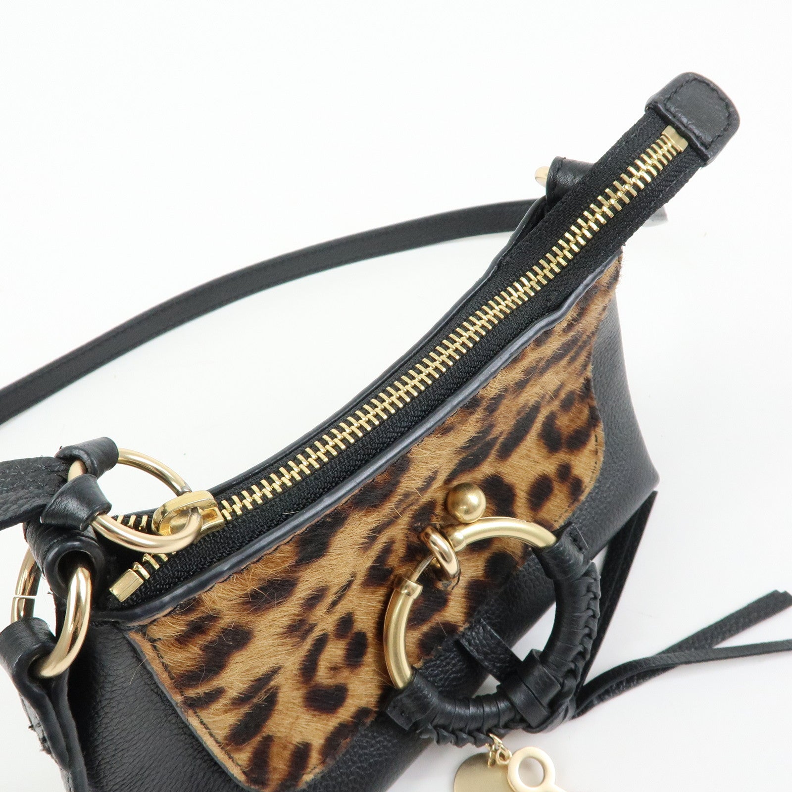 Chloe See By Chloe Joan Leather Unborn Calf 2Way Bag Leopard Black