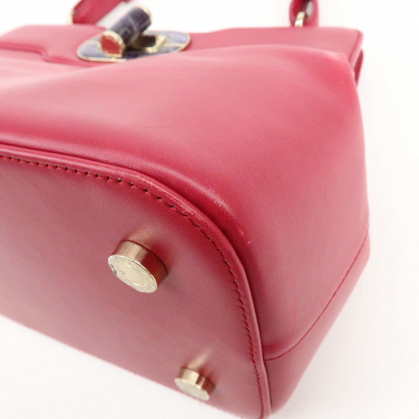 BVLGARI Isabella Rossellini Leather 2Way Bag Hand Bag Magenta