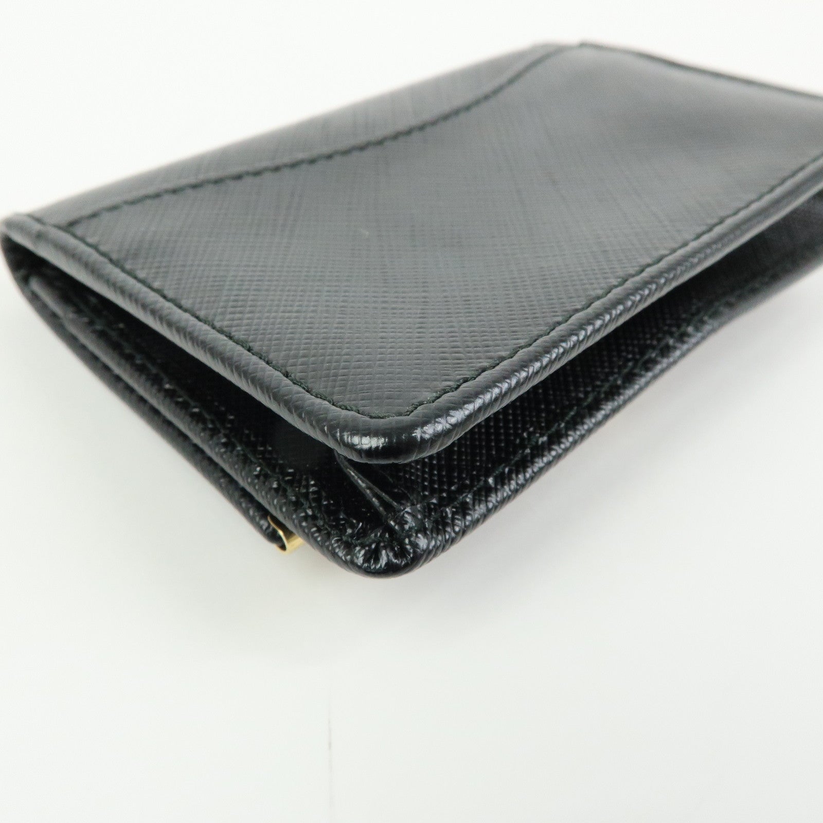 Ferragamo Gancini Embossed Leather Card Case Card Holder Black
