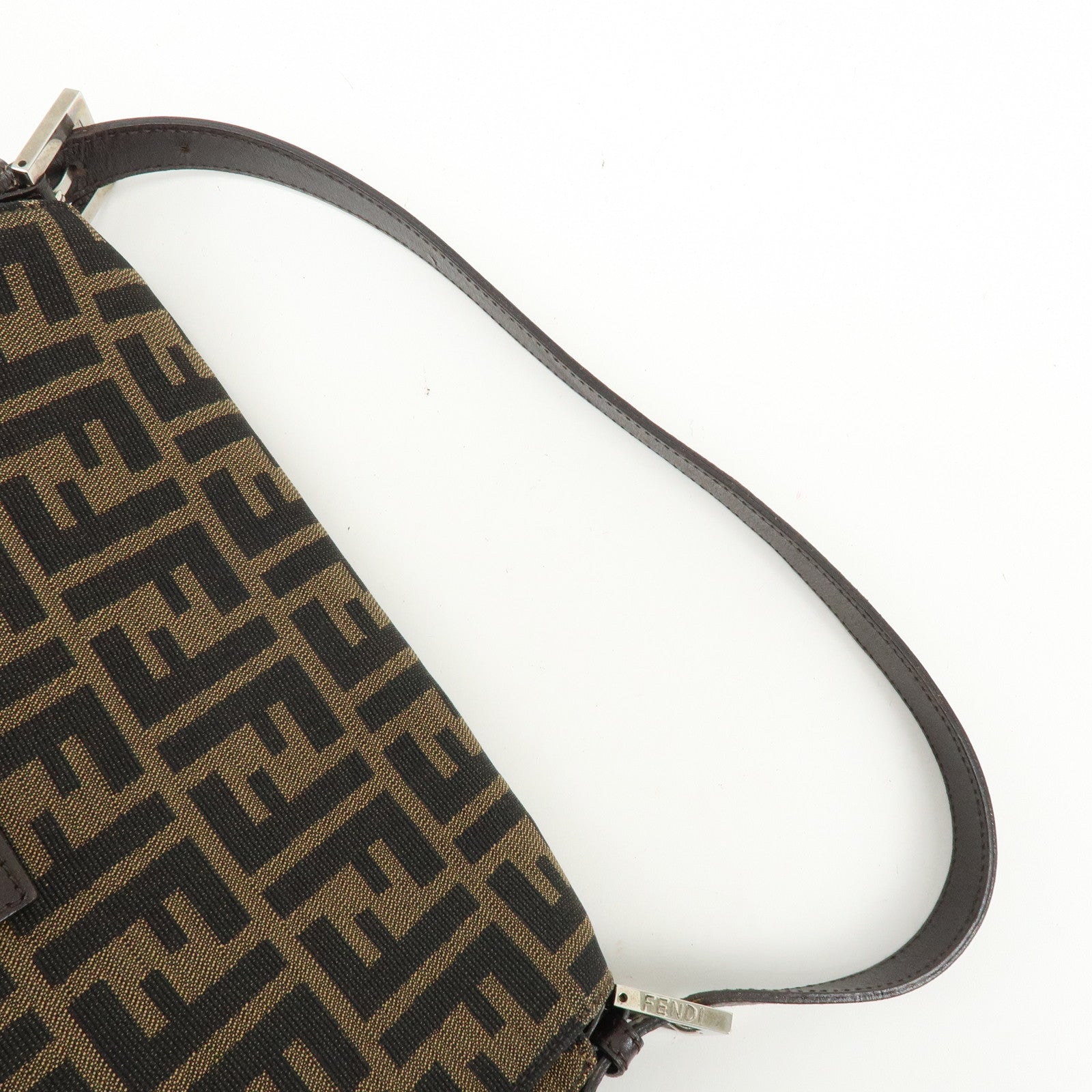 FENDI Mamma Baguette Canvas Leather Shoulder Hand Bag Brown 17132642