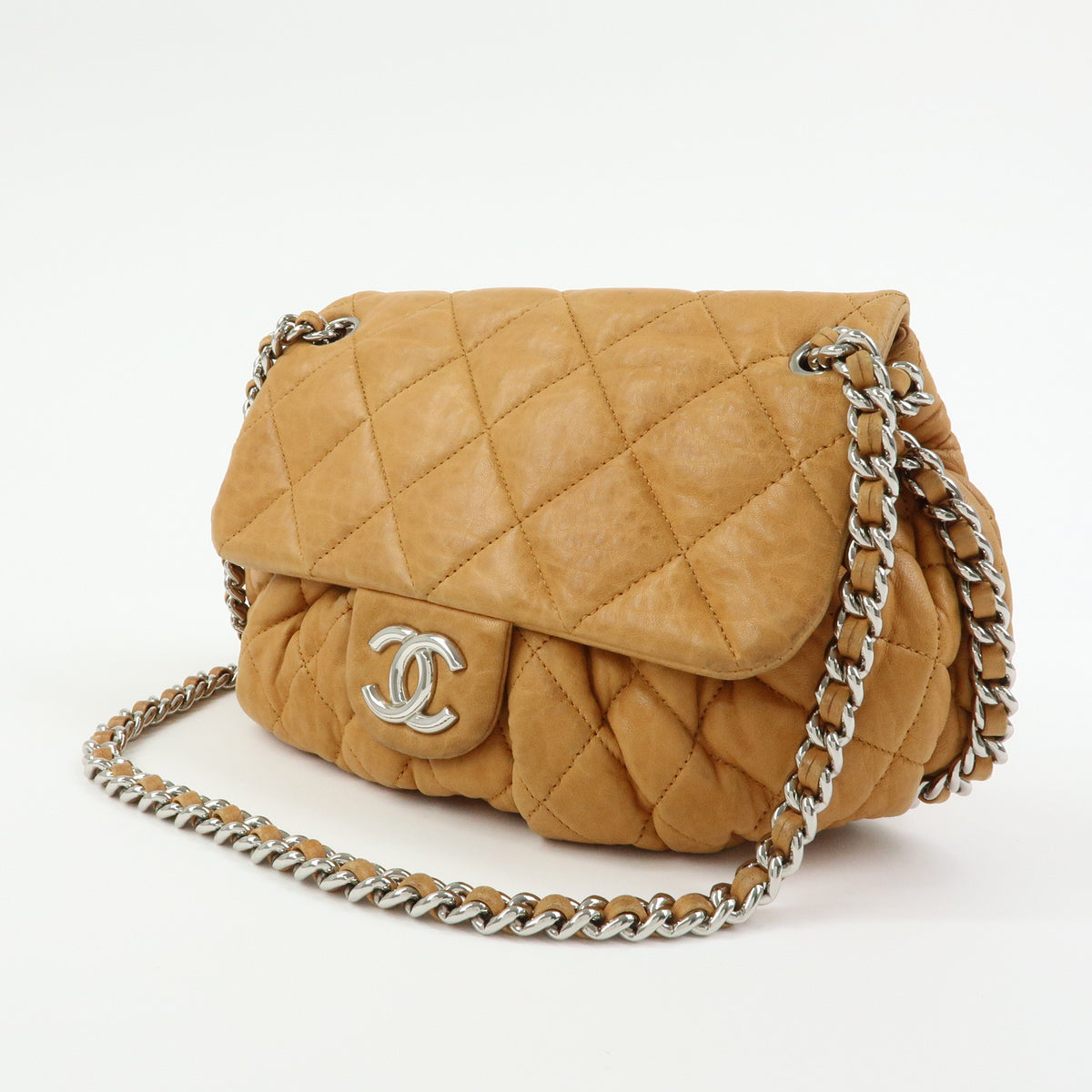 CHANEL Matelasse Luxury Line Lamb Skin Chain Shoulder Bag Brown A49889