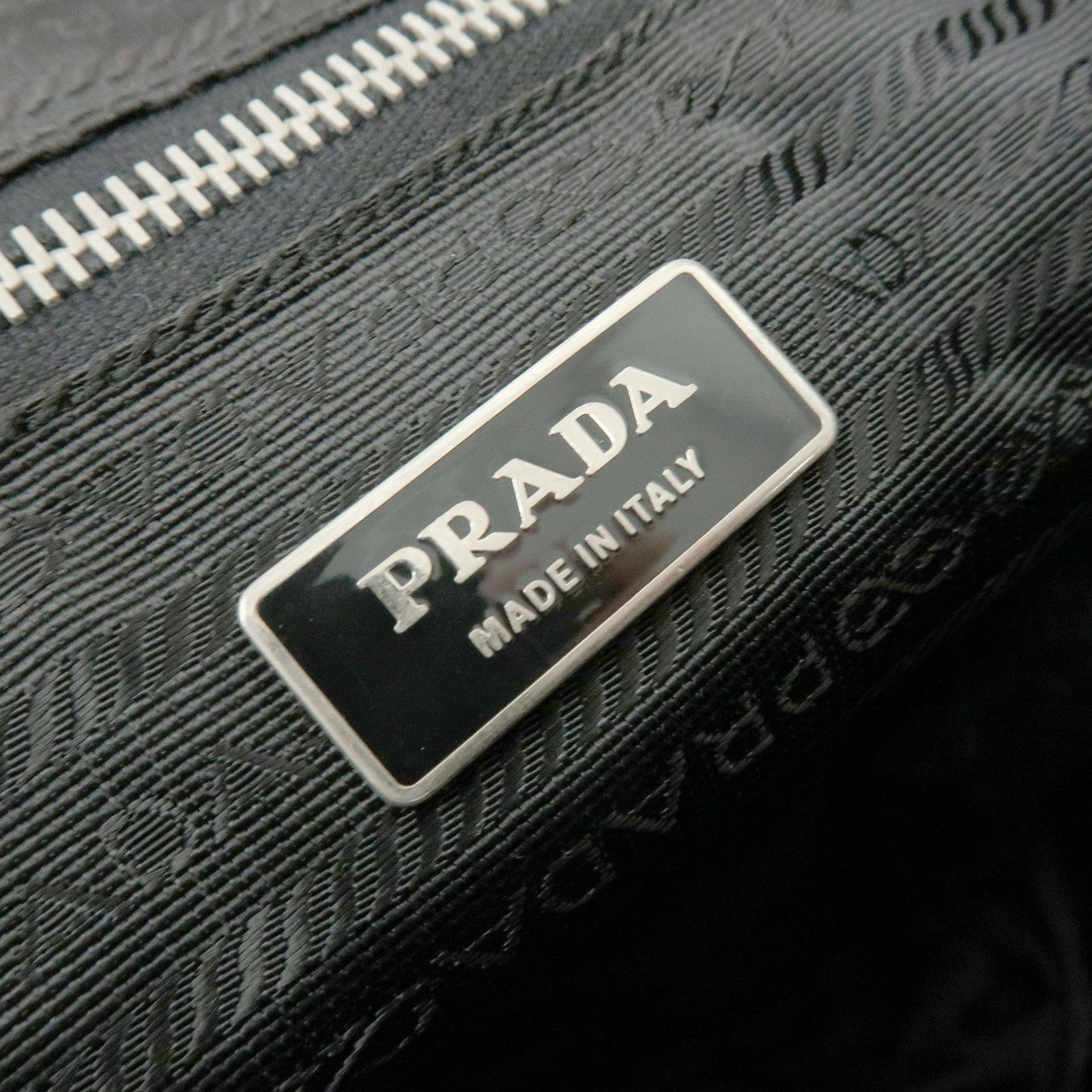 PRADA Triangle Logo Nylon Saffiano Leather Shoulder Bag Black BR3291