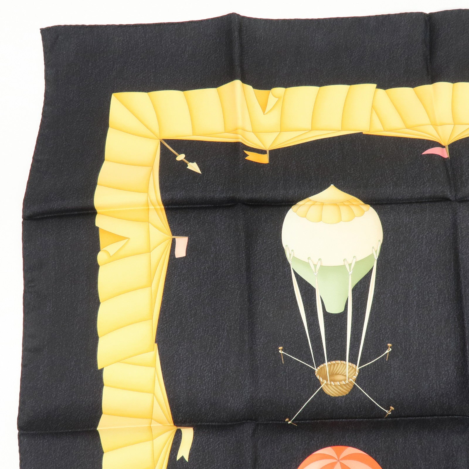 BVLGARI Set of 2 Silk 100% Scarf Balloon Motif Black Red Gold