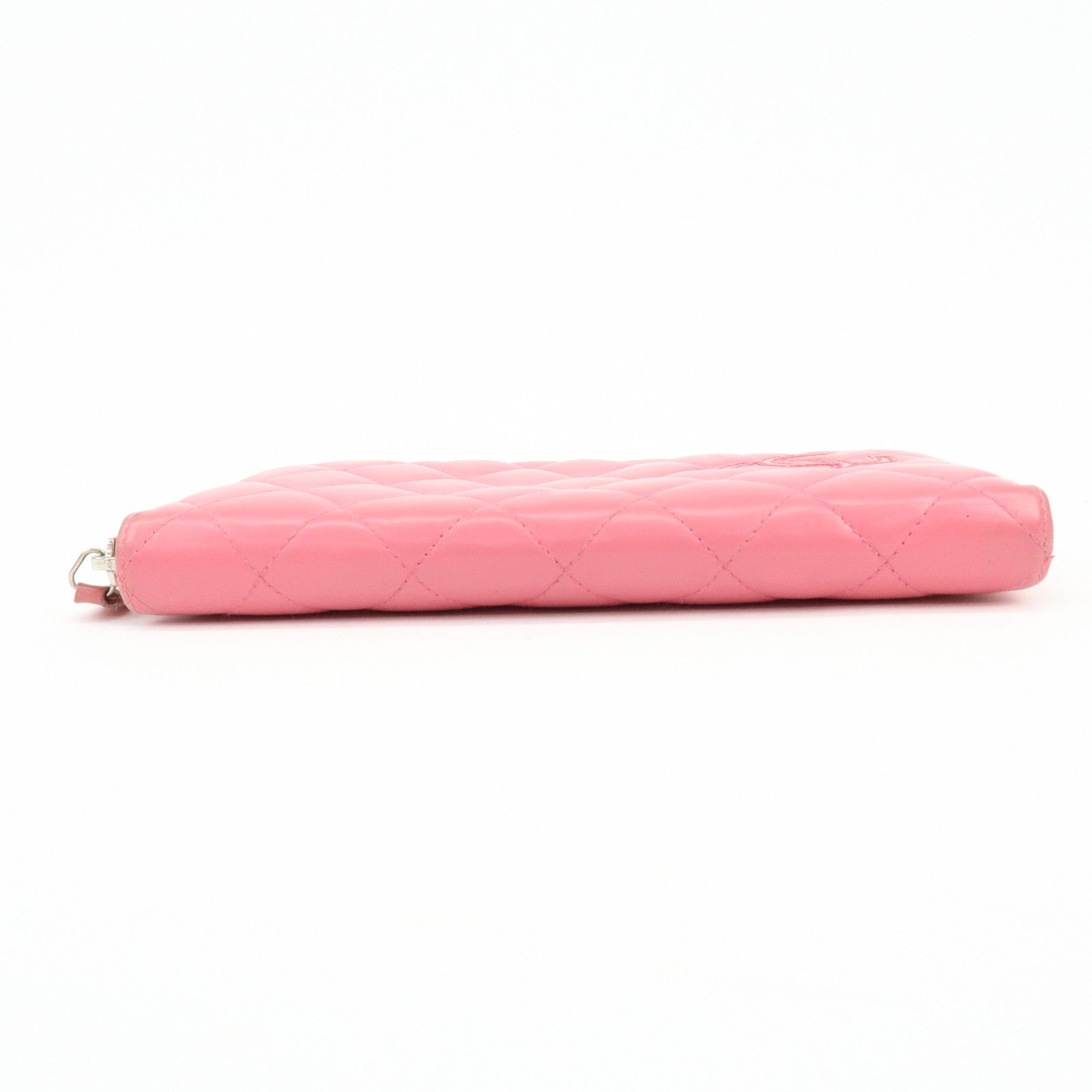 CHANEL COCO Mark Matelasse Lamb Skin Patent Leather Long Zip Wallet
