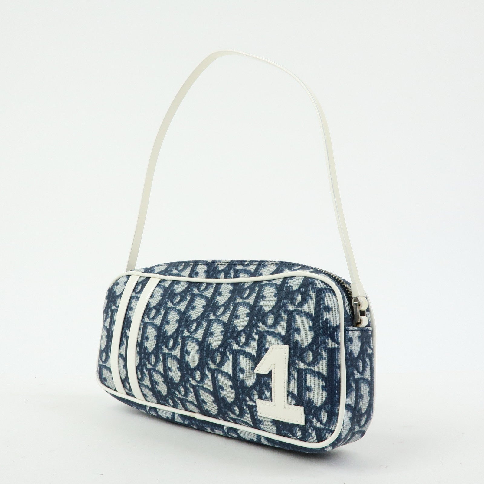 Christian Dior Trotter No.1 PVC Patent Leather Shoulder Bag Navy