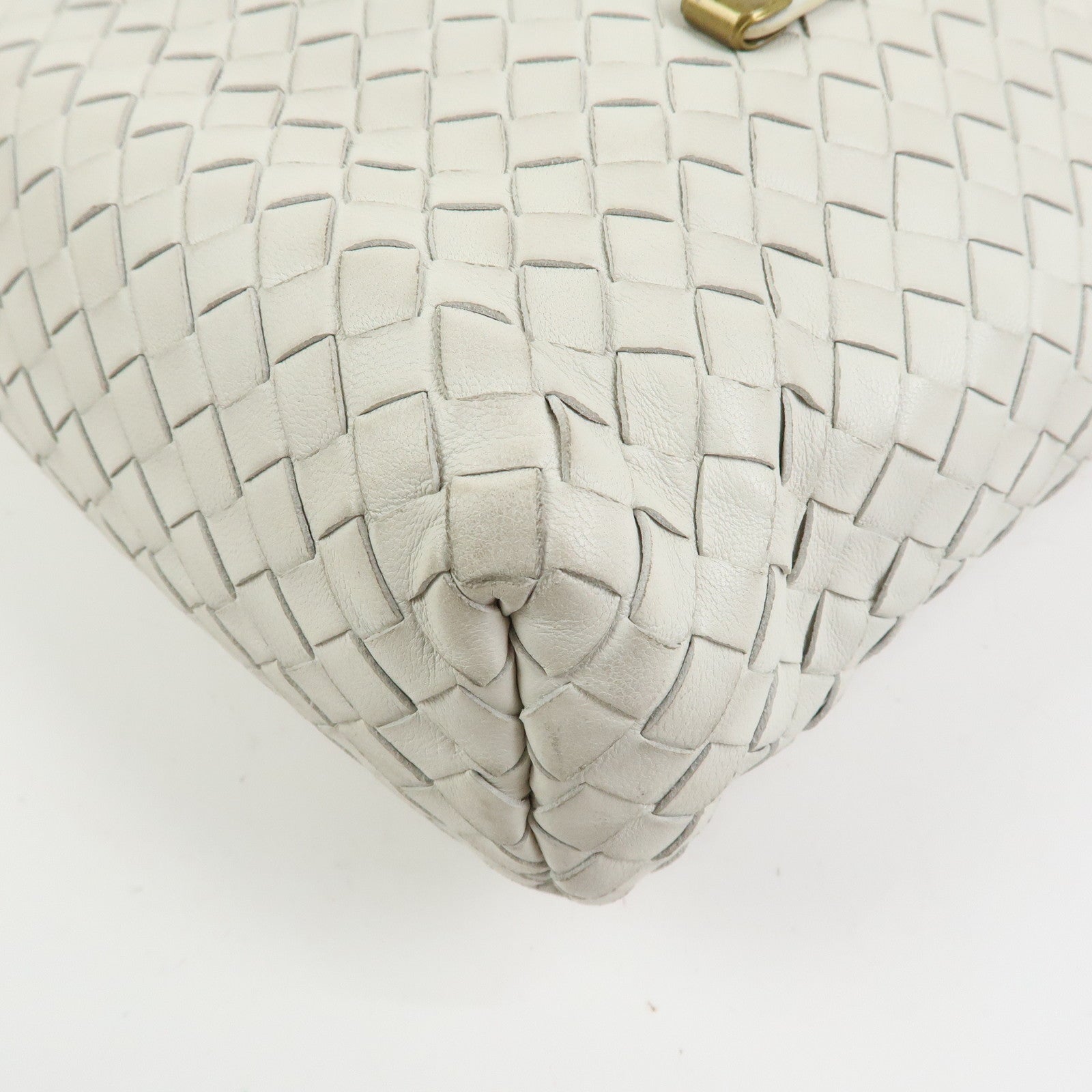 BOTTEGA VENETA Intrecciato Leather Hand Bag Mini Tote Bag White 162937