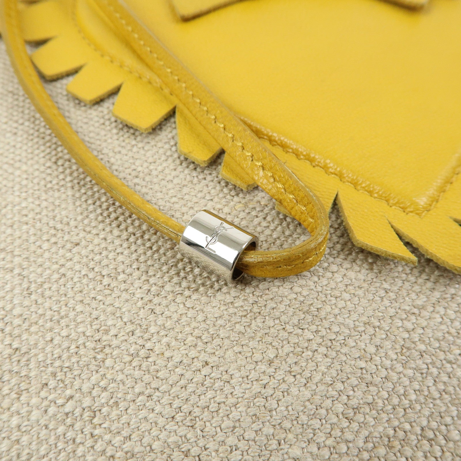 SAINT LAURENT PARIS Kahara Canvas Leather Tote Bag Hand Bag Natural