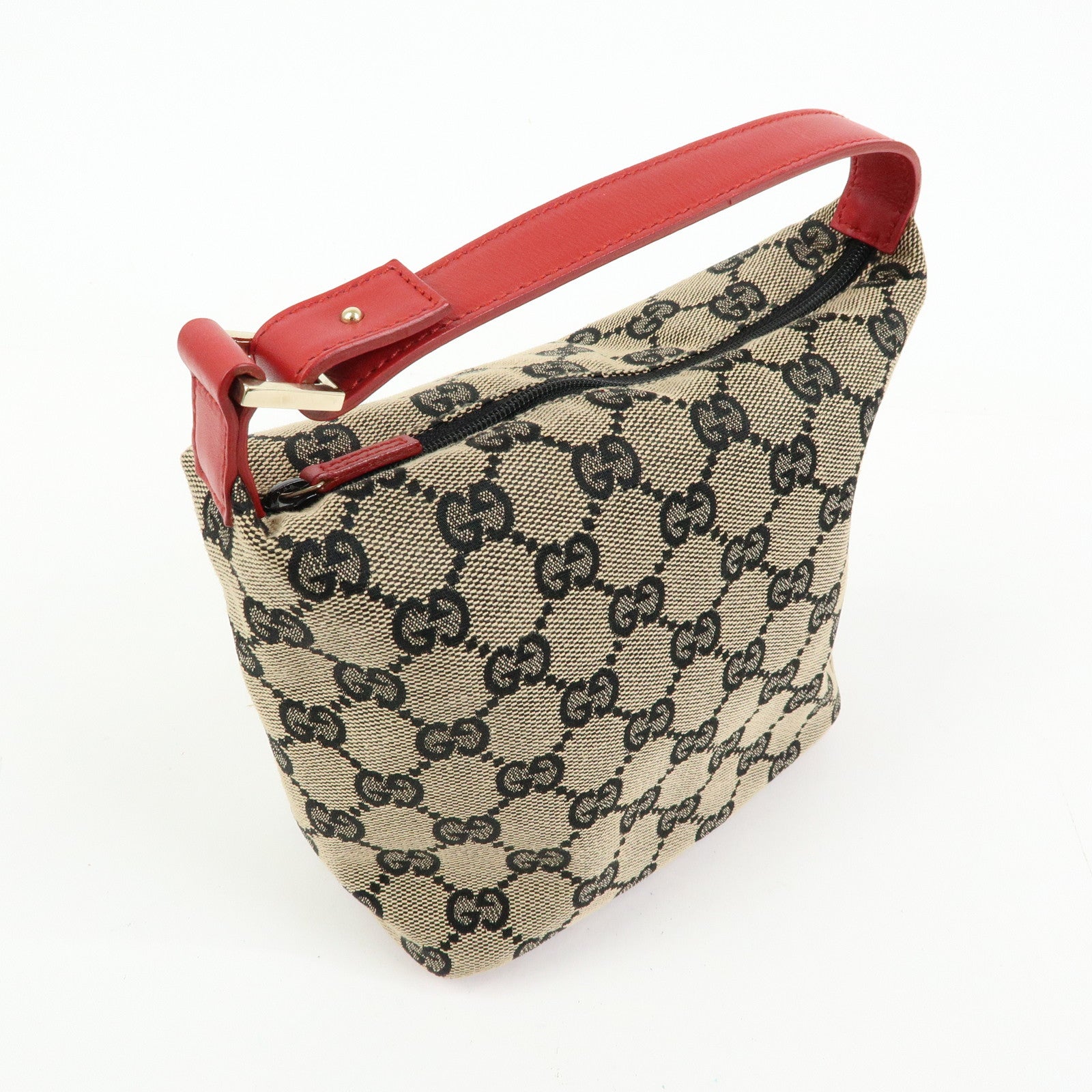 GUCCI GG Canvas Leather Vanity Accessory Pochette Mini Pouch 0391147