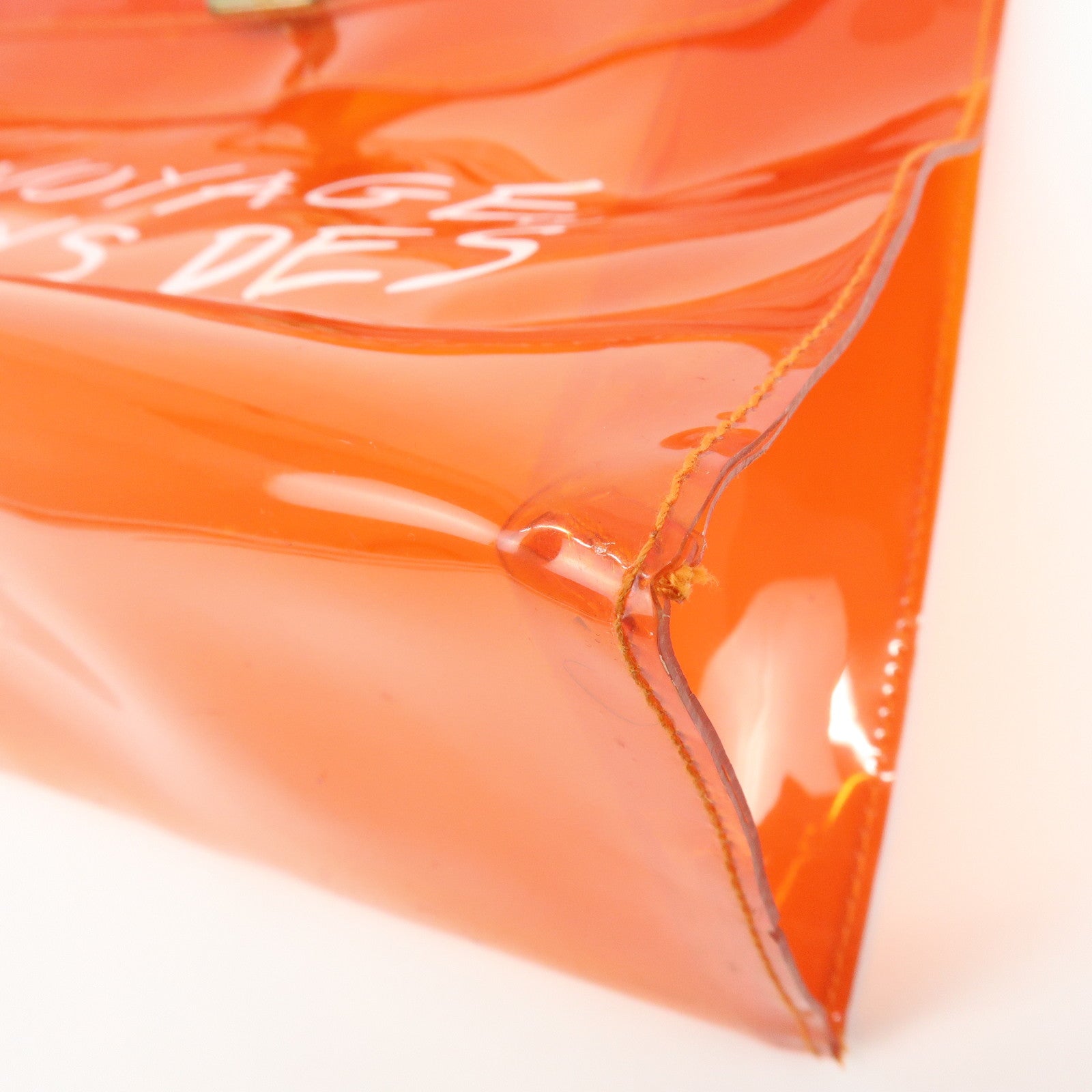 HERMES Kelly Vinyl Hand Bag SOUVENIR DE L'EXPOSITION Orange