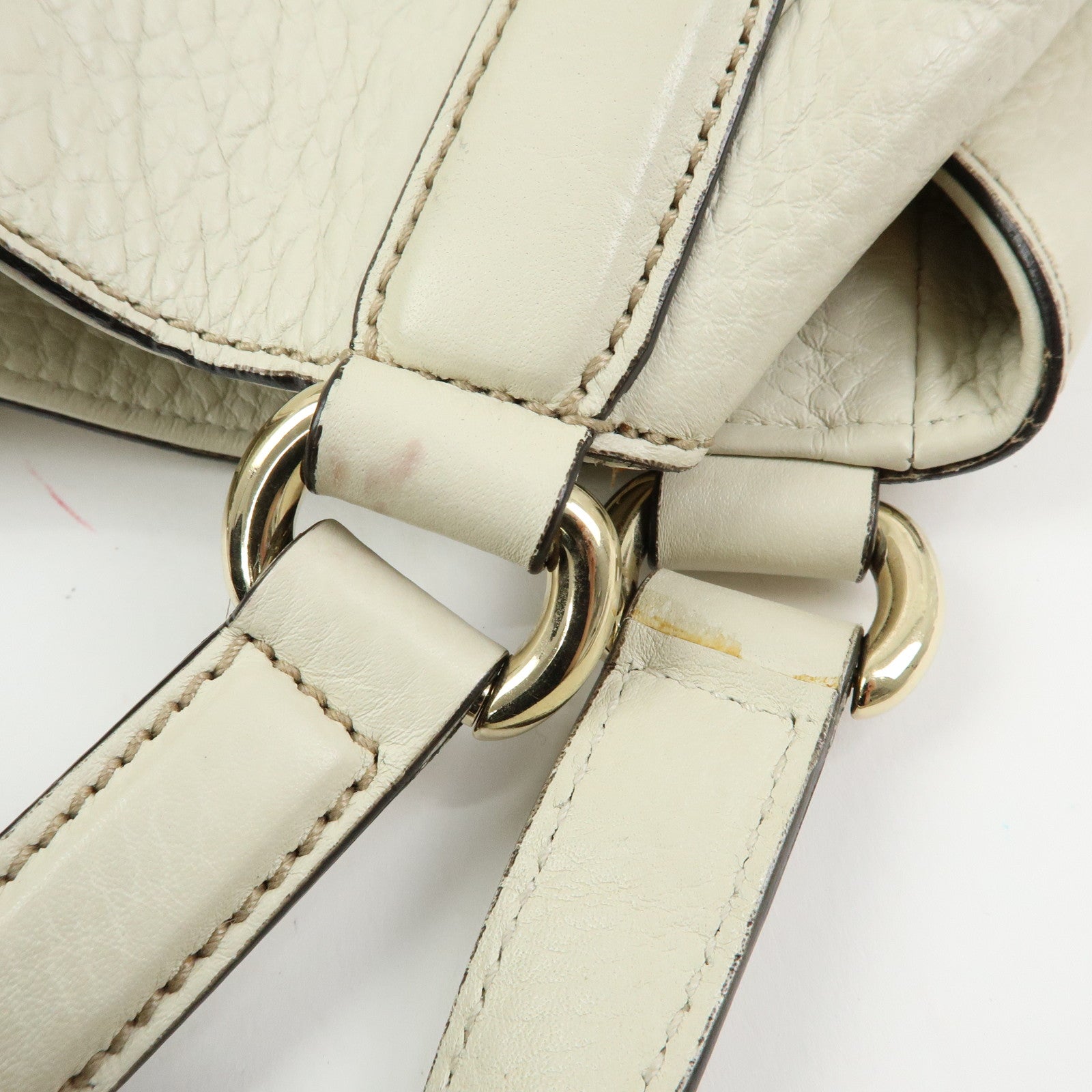 GUCCI SOHO Interlocking G Calf Leather Tote Shoulder Bag Ivory 282309