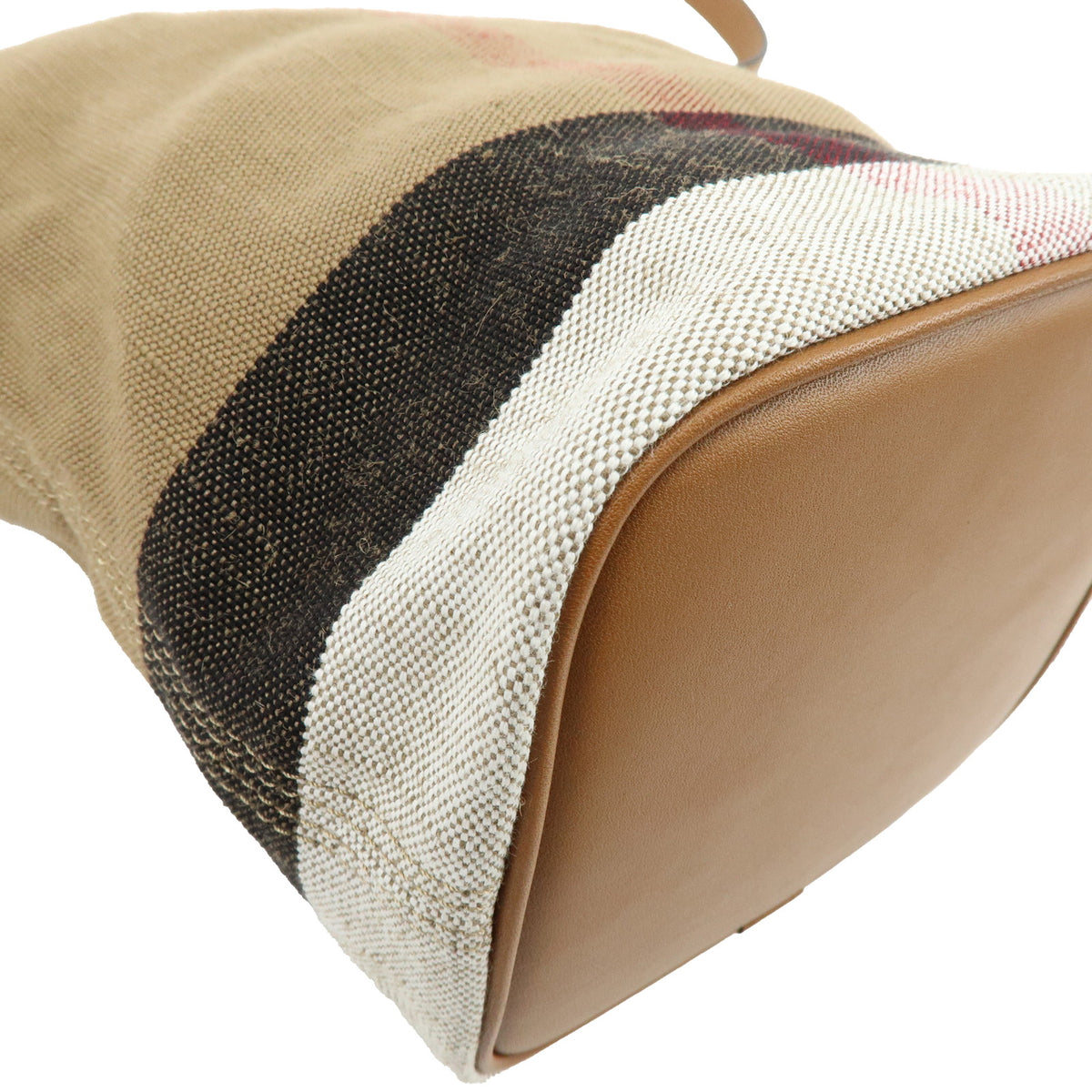 BURBERRY Nova Plaid Ashby Medium Canvas Leather Hobo Shoulder Bag