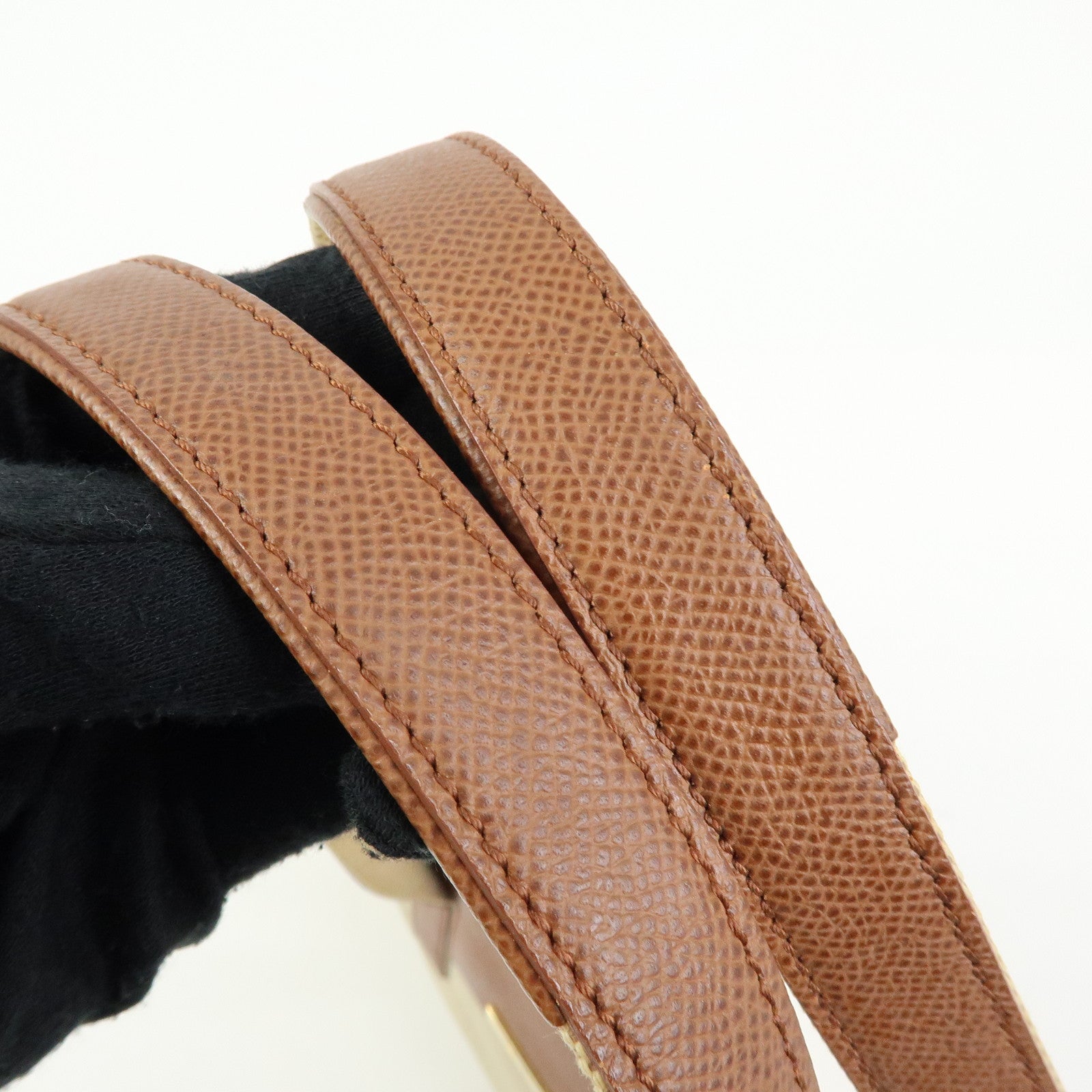 BVLGARI Canvas Leather Flap Shoulder Hand Bag Beige Brown