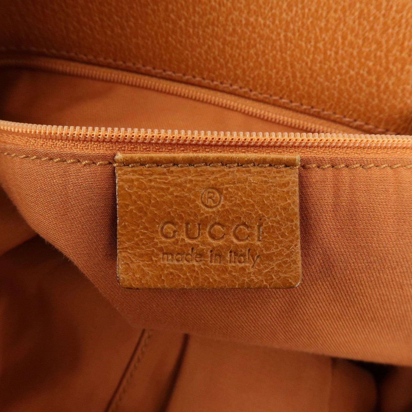 GUCCI GG Canvas Leather Tote Bag Shoulder Bag Beige Orange 120836