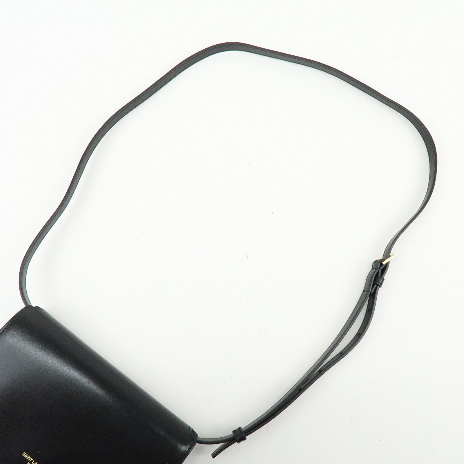 SAINT LAURENT PARIS Calf Leather Flap Shoulder Bag Black 769162