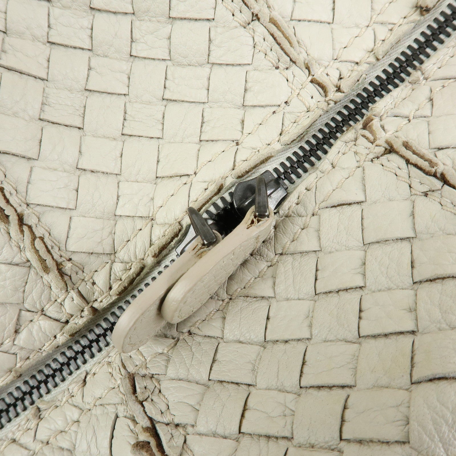 BOTTEGA VENETA Intrecciato Leather Shoulder Bag Hand Bag Ivory