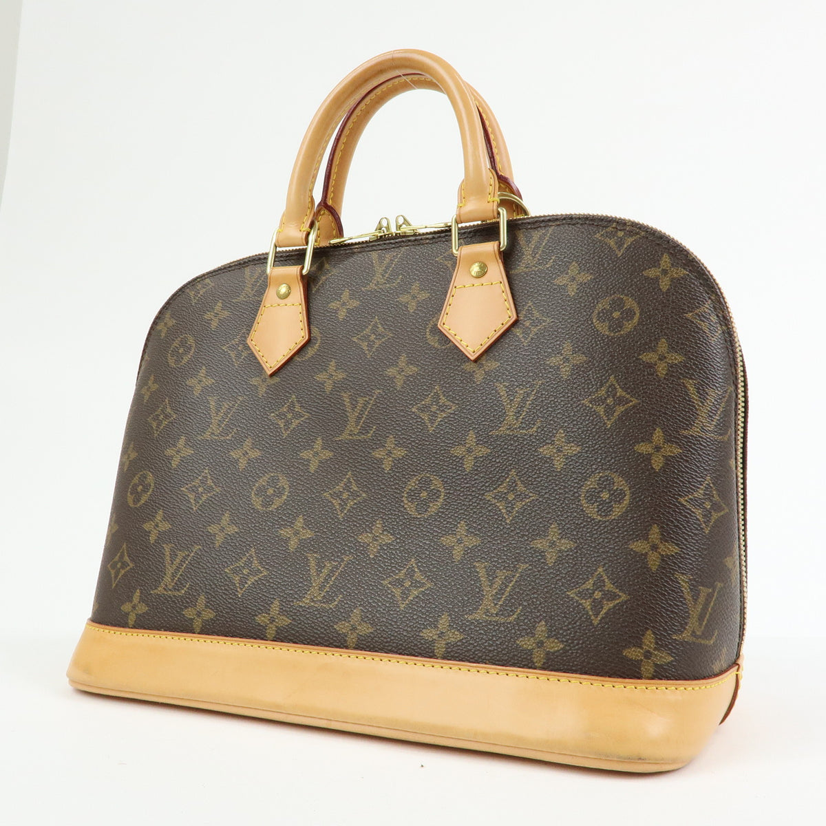 Louis Vuitton Monogram Alma Canvas Leather Hand Bag Brown M51130