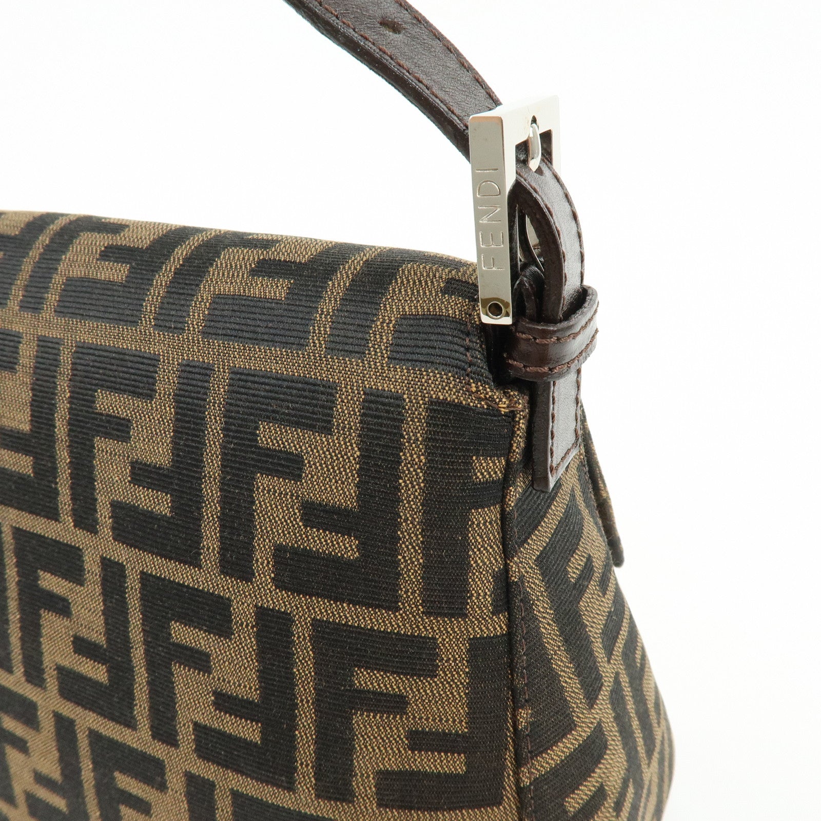 FENDI Mamma Baguette Zucca Canvas Leather Shoulder Bag Hand Bag 26325