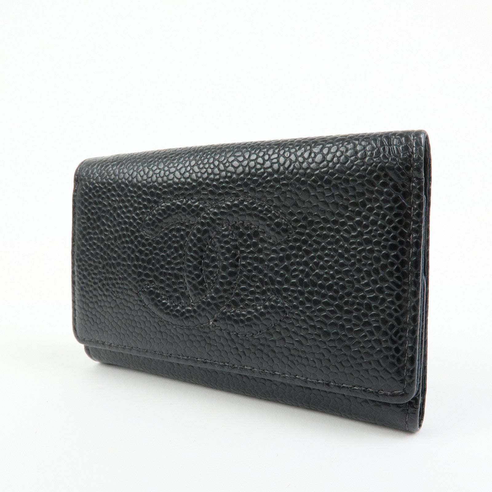 CHANEL COCO Mark Cavierskin Key Case Key Holder Black