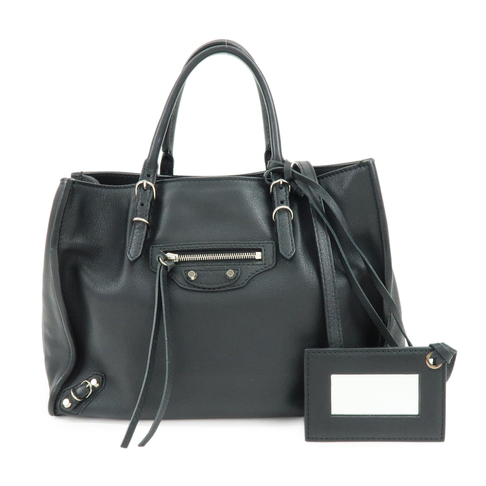 BALENCIAGA Paper A6 Mini Leather 2Way Hand Shoulder Bag Black 370926