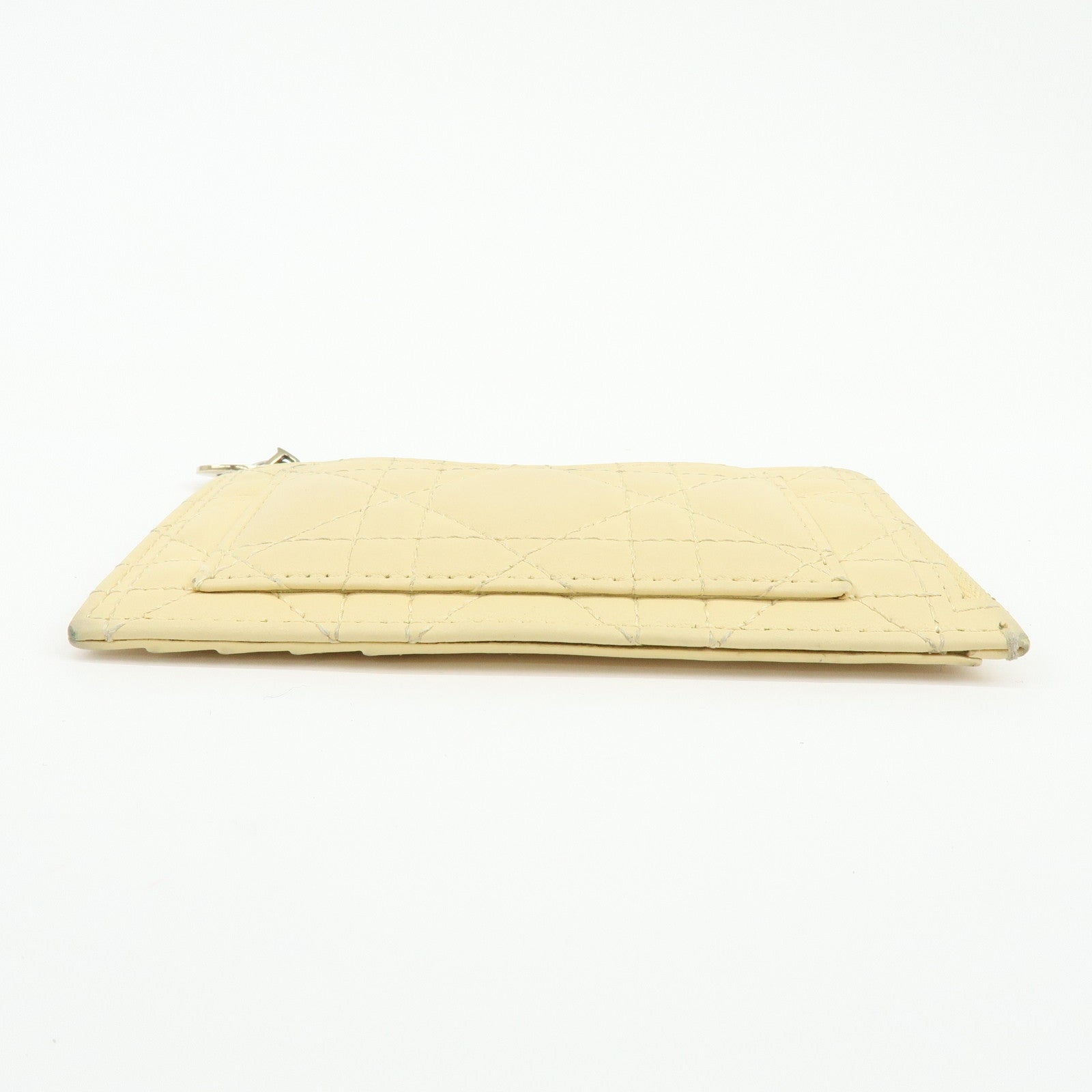 Christian Dior Lady Dior Cannage Cosmos Lambskin Card Case Yellow
