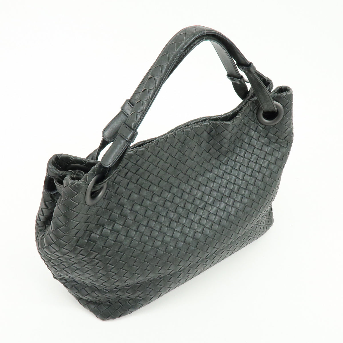 BOTTEGA VENETA Garda Intrecciato Leather Shoulder Bag Hand Bag Black