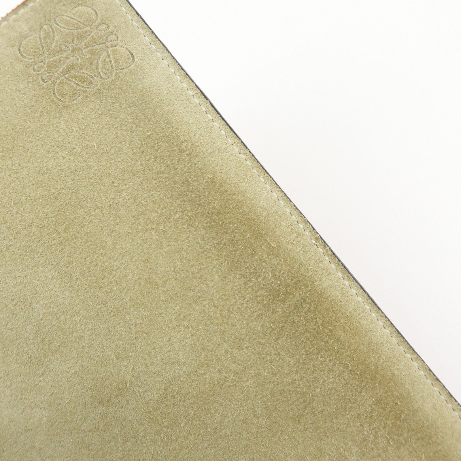 Loewe Anagram Puzzle Leather Suede Canvas Clutch Bag Blue Brown Beige