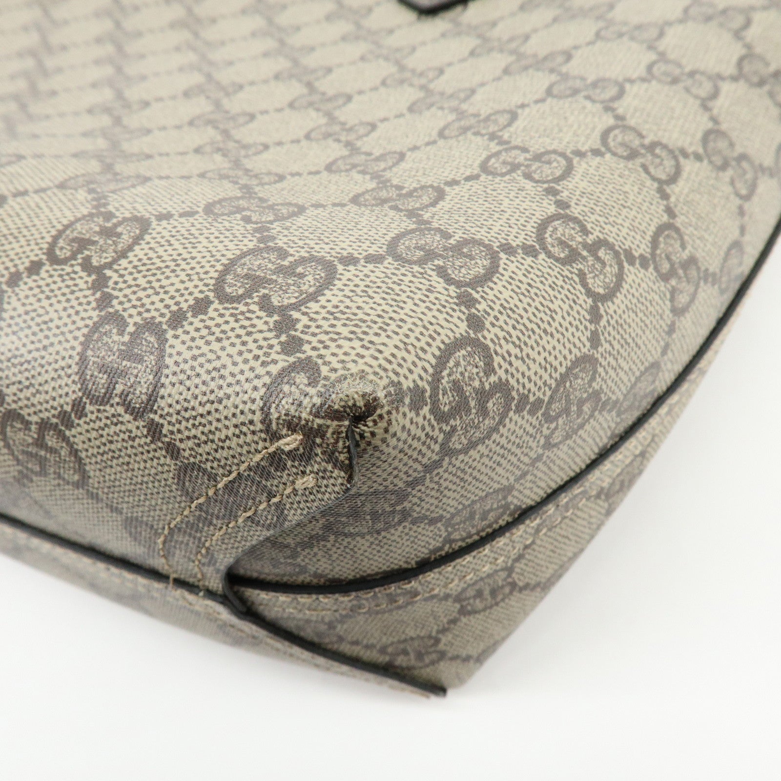 GUCCI GG Supreme Leather Reversible Tote Bag Hand Bag Beige 372618