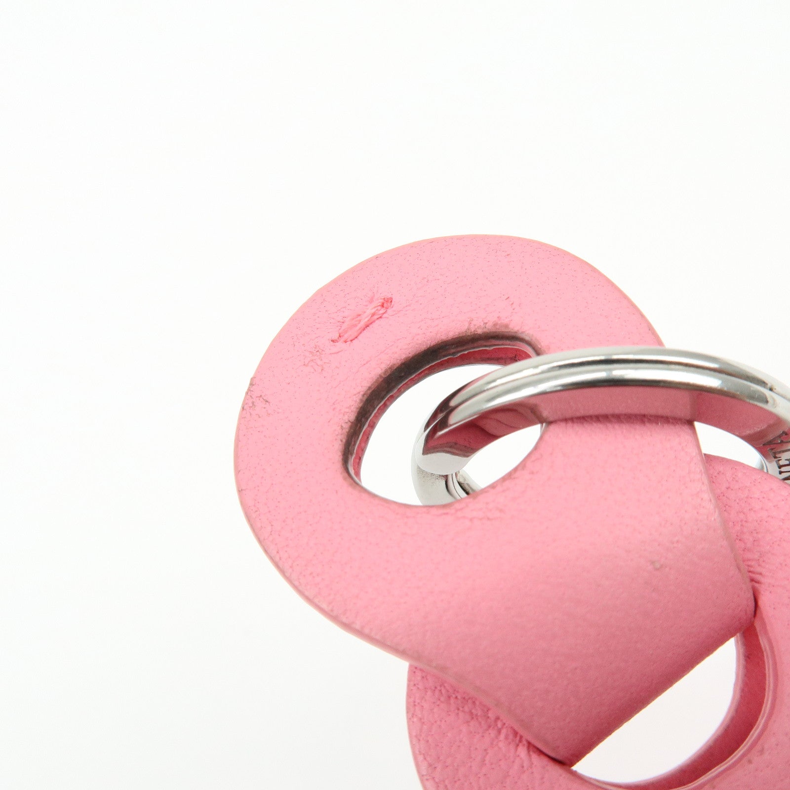 BOTTEGA VENETA Leather Metal Bag Charm Chain Motif Pink 577930