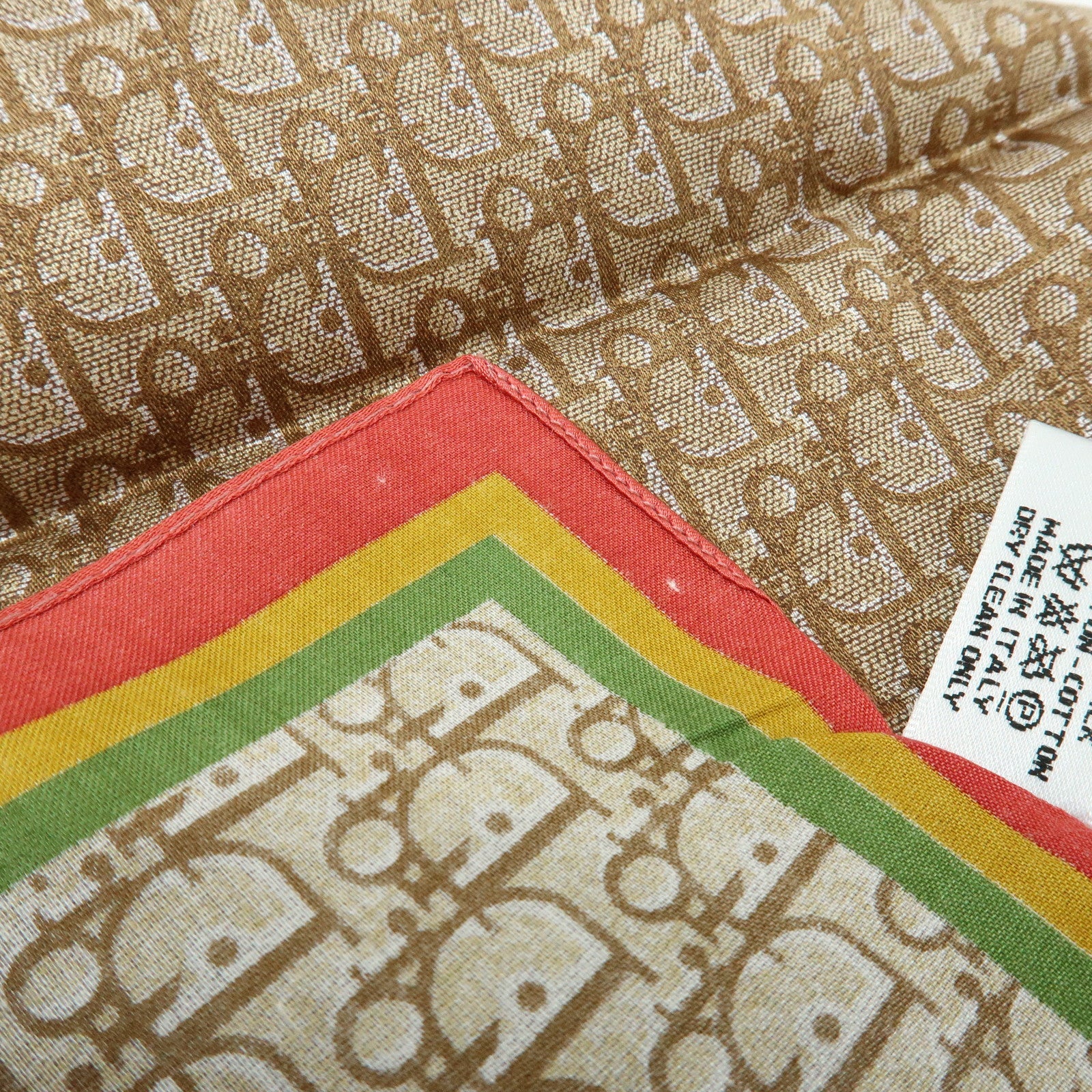Christian Dior Rasta Trotter Logo Silk Cotton Scarf Beige Red