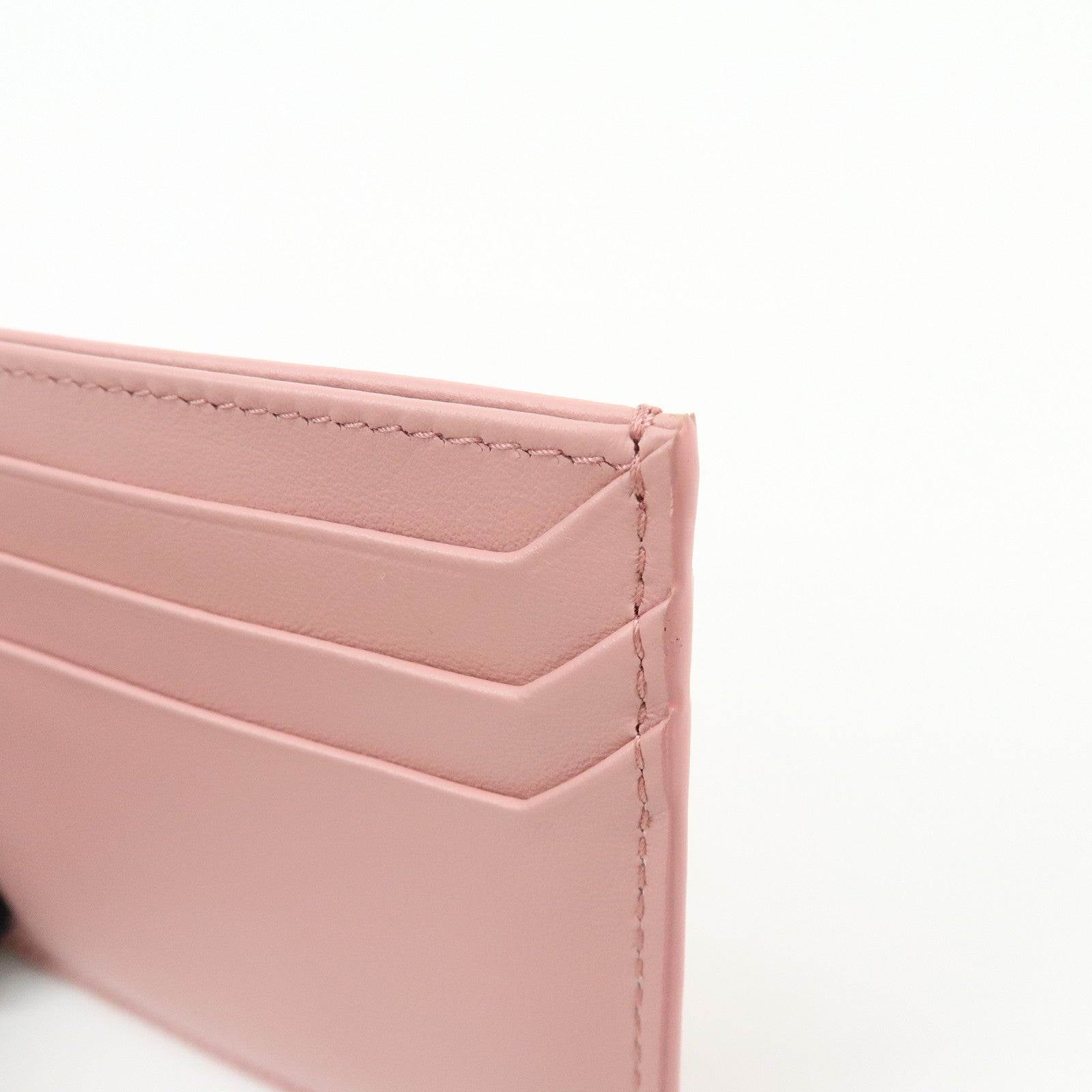 MIU MIU Leather Card Case Valentine Limited Heart Motif Rhinestone Pink