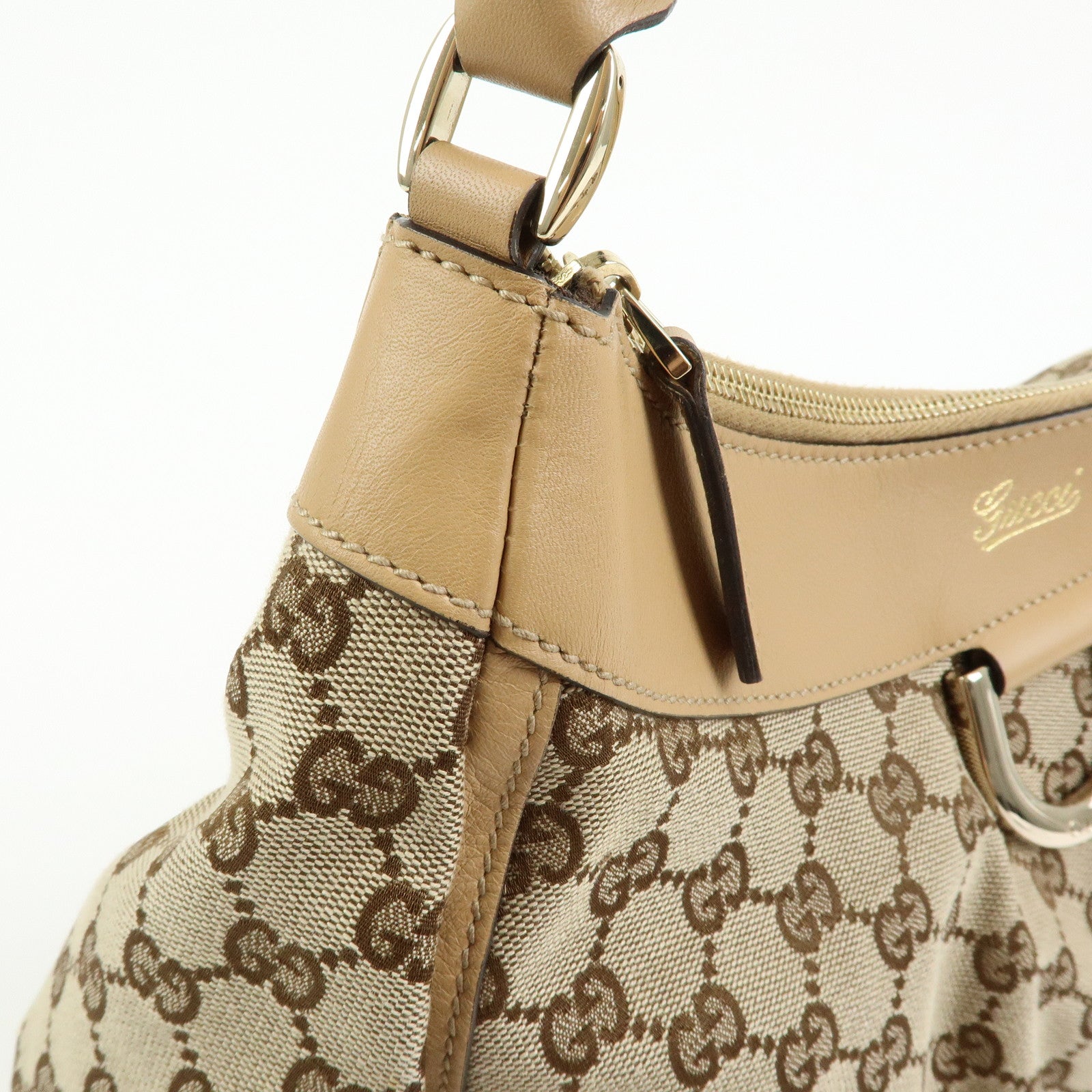 GUCCI Abbey GG Canvas Leather Shoulder Bag Hand Bag  Beige 189833