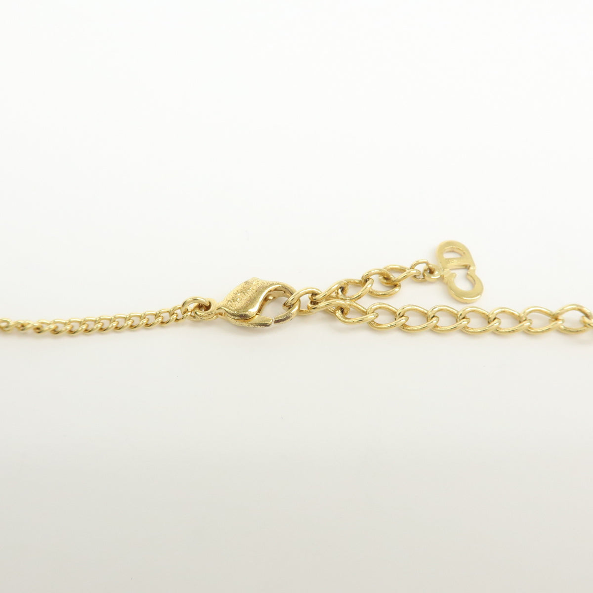 Christian Dior CD Logo Metal Rhinestone Necklace Gold