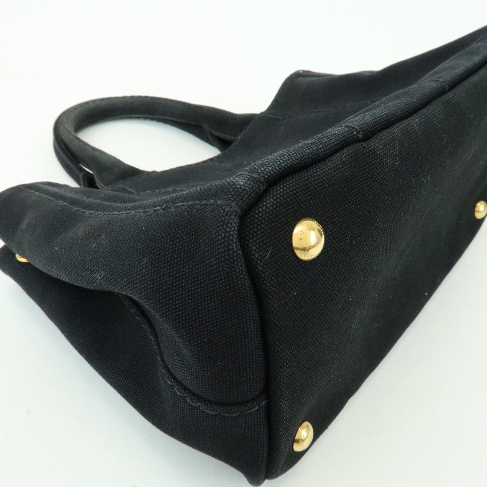 PRADA Canapa Mini Canvas 2Way Bag Hand Bag Black 1BG439