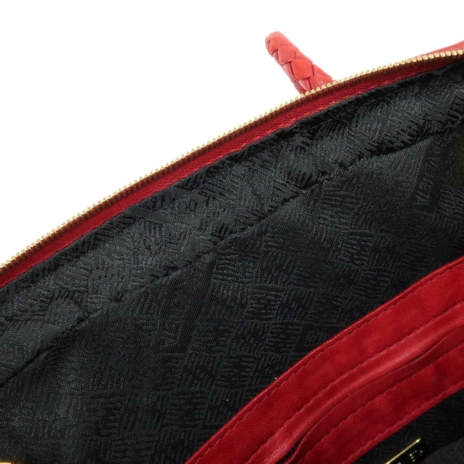 BOTTEGA VENETA Intrecciato Leather Shoulder Bag Tassel Red