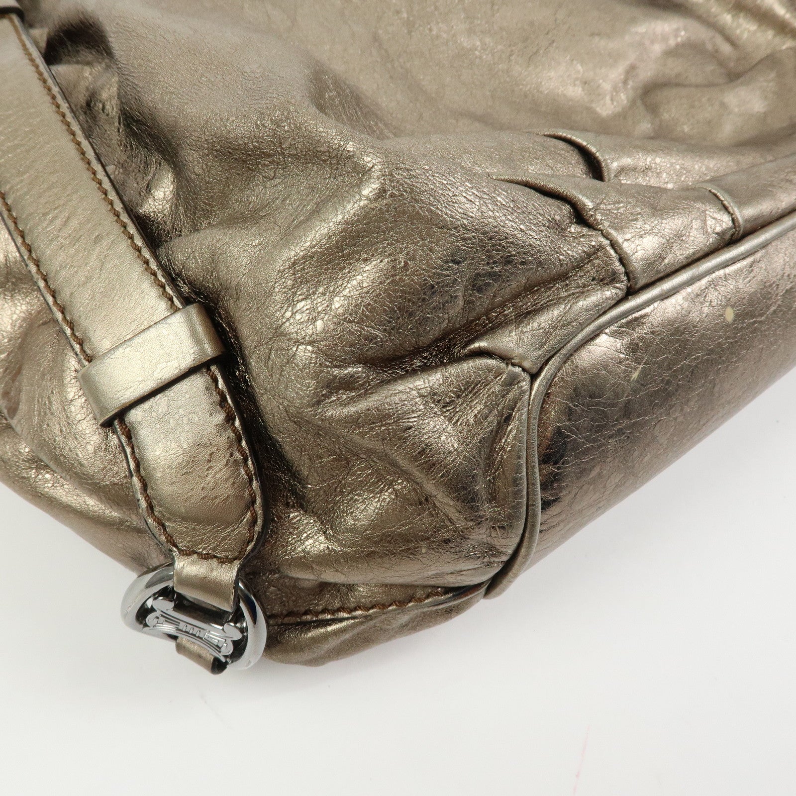 Celine Bittersweet Leather Shoulder Bag Hand Bag Hobo Bag Gold